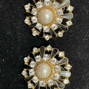 Kate Spade Gold and Black Floral Earrings